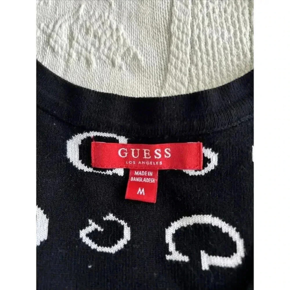 GUESS Monogram G Logo Mini Dress Black White Knit Bodycon Sheath Women’s Size M - Picture 5 of 12
